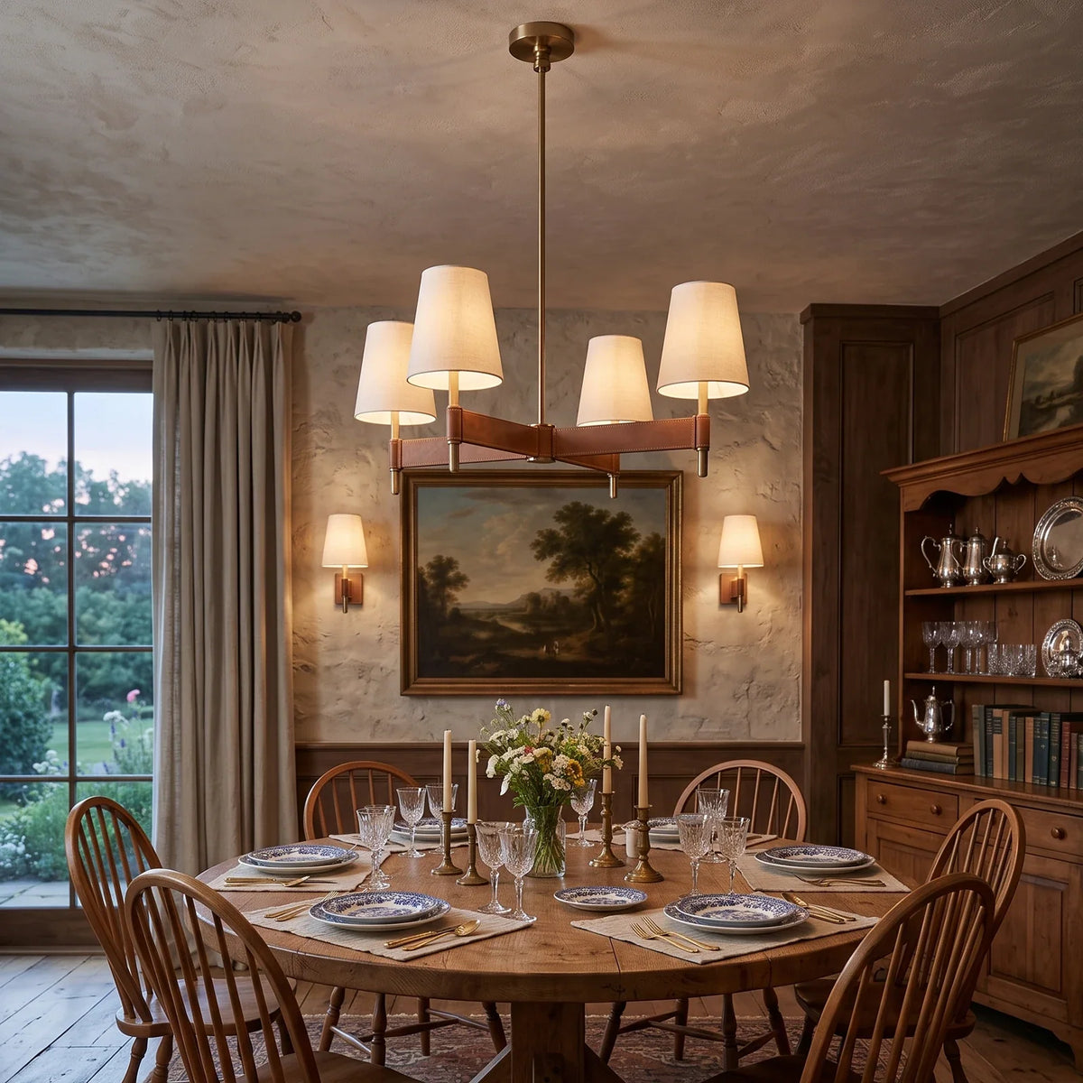 Bridell Leather-Wrapped Brass Chandelier – Brass detail 4