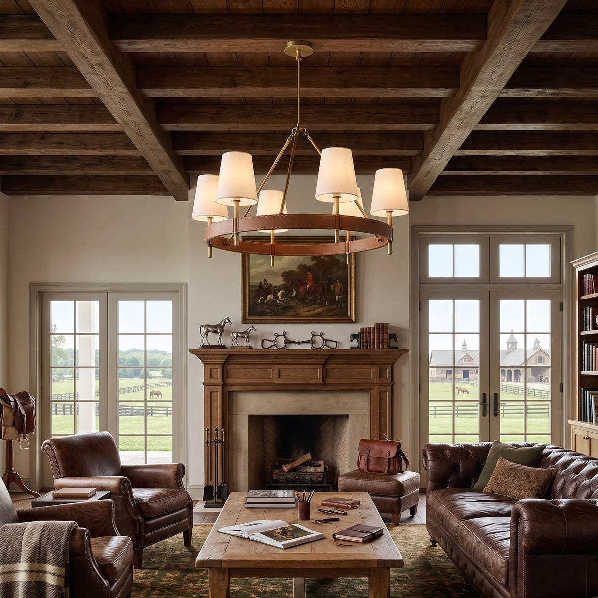 Bridell Leather-Wrapped Brass Chandelier – Brass detail 7