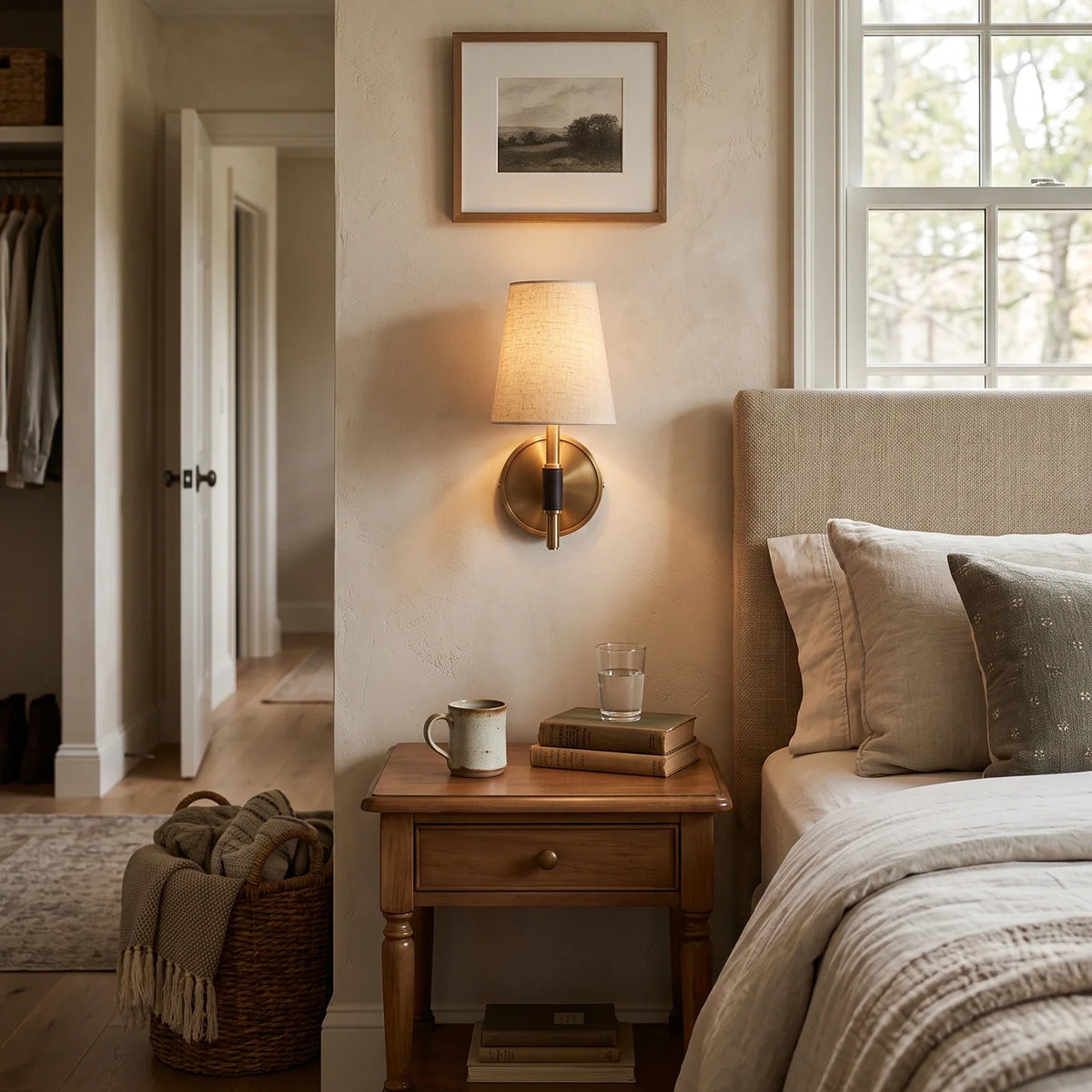 Bridell Leather-Wrapped Brass Wall Sconce – Brass detail 3