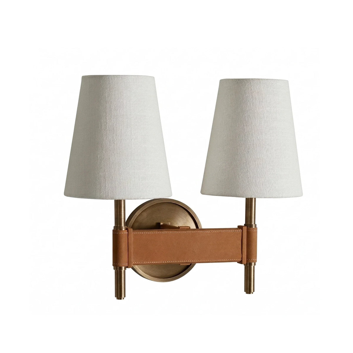 Bridell Leather-Wrapped Brass Wall Sconce – Brass detail 15