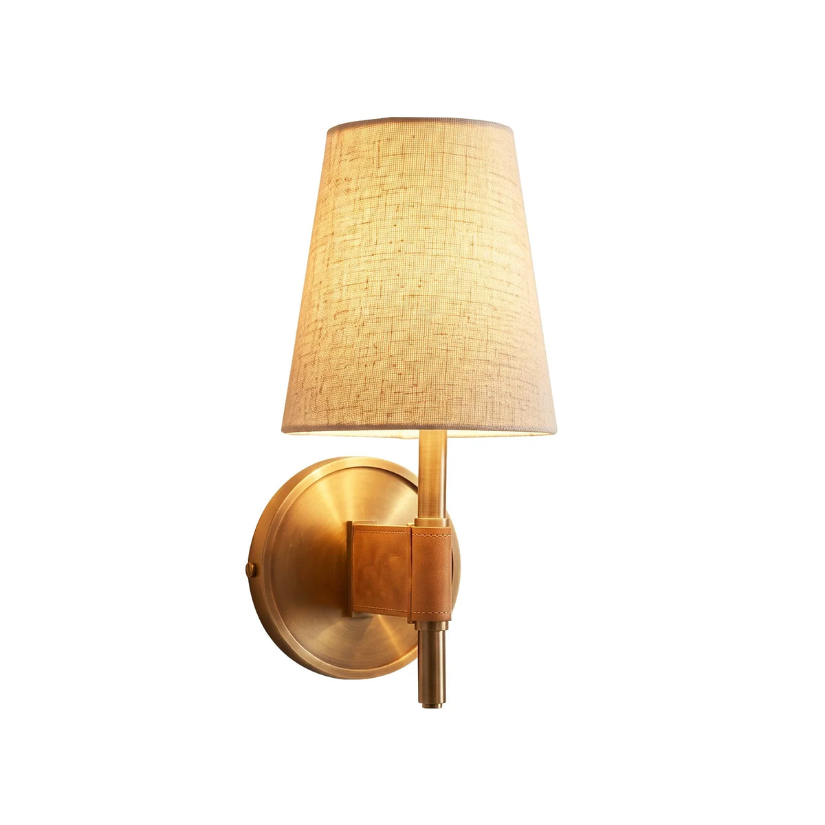 Bridell Leather-Wrapped Brass Wall Sconce – Brass detail 16