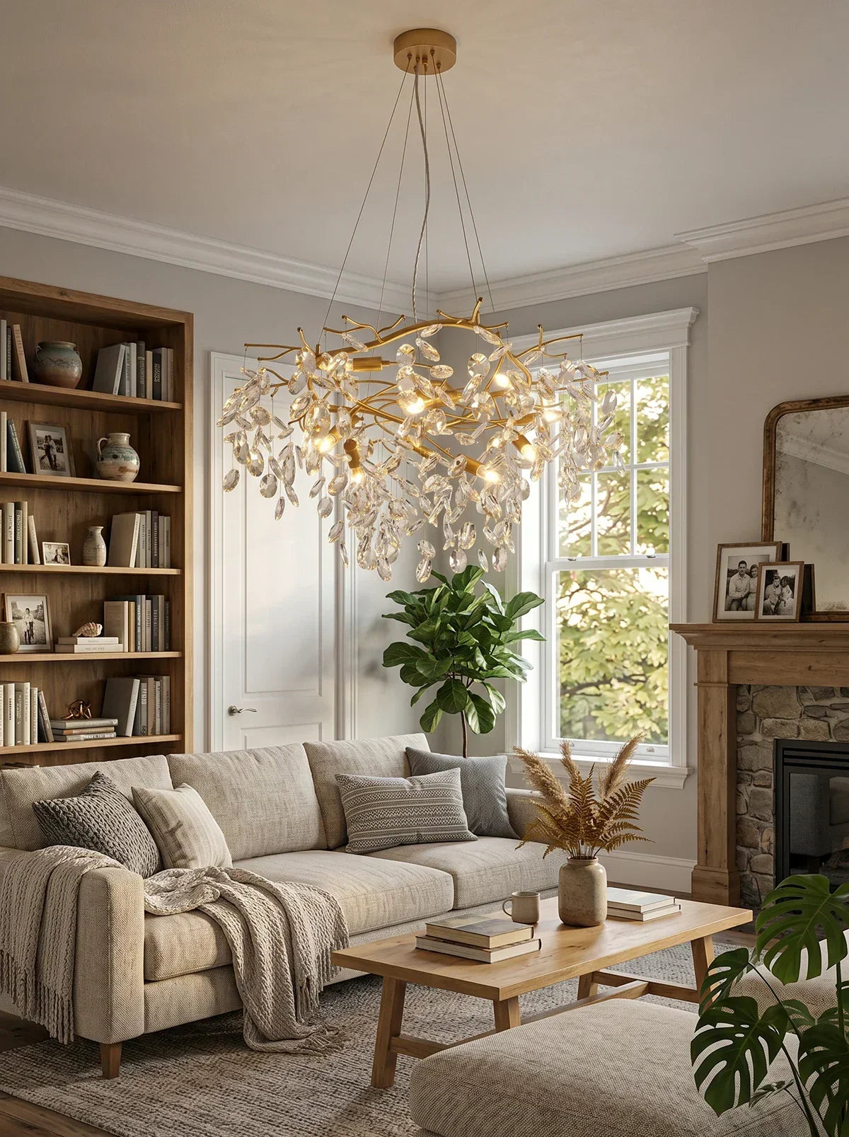 Crystal Teardrop Brass Chandelier – Crystal detail 8
