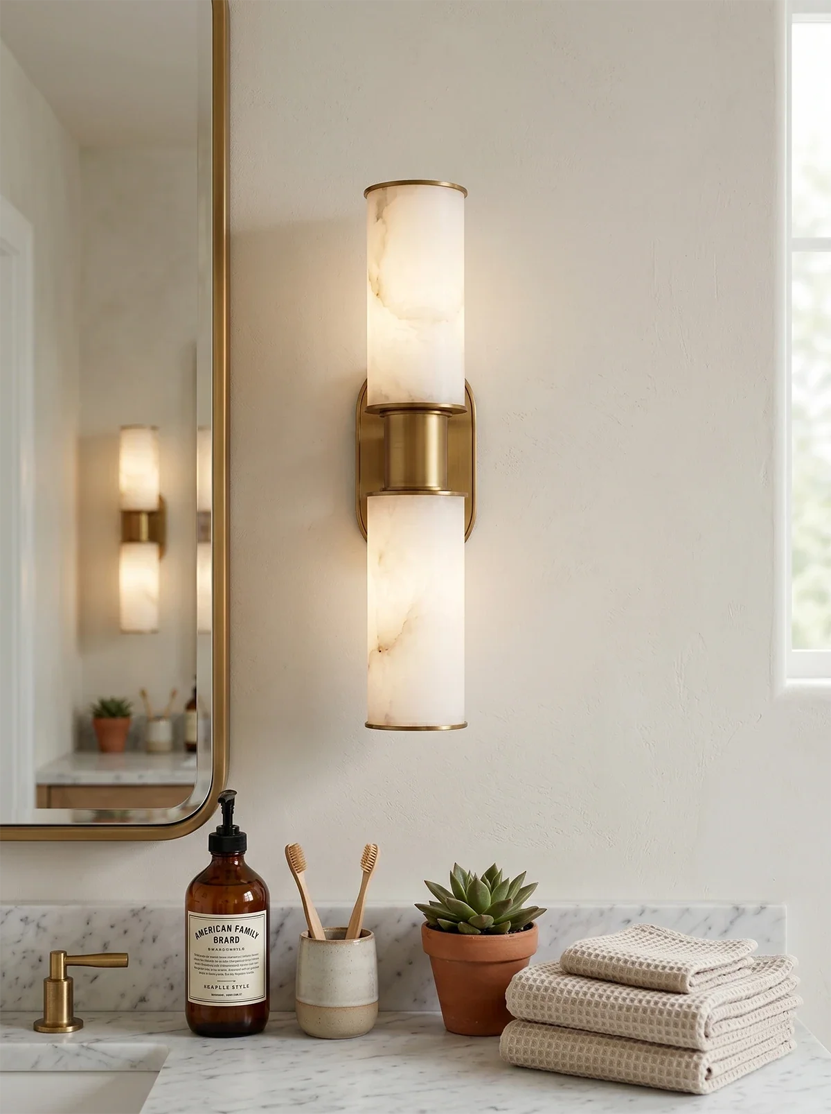 Alabaster Dualis Cylindrical Wall Sconce – Alabaster detail 9