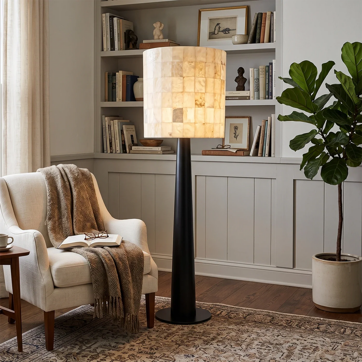 Bryony Tiled Alabaster Mosaic Floor Lamp – Alabaster detail 7