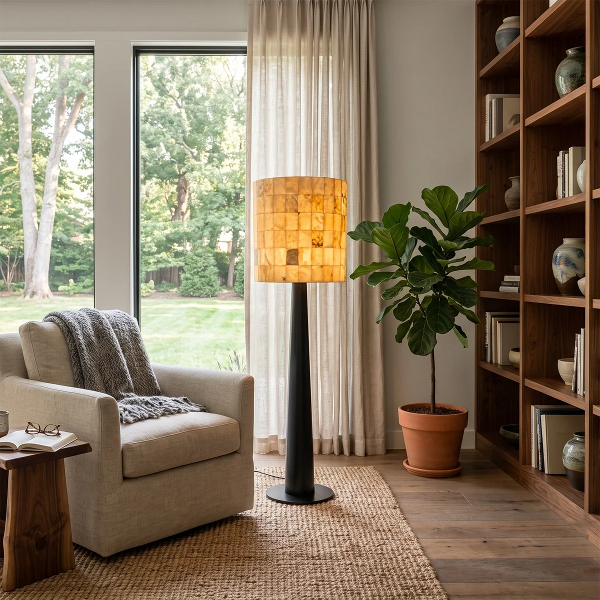 Bryony Tiled Alabaster Mosaic Floor Lamp – Alabaster detail 2