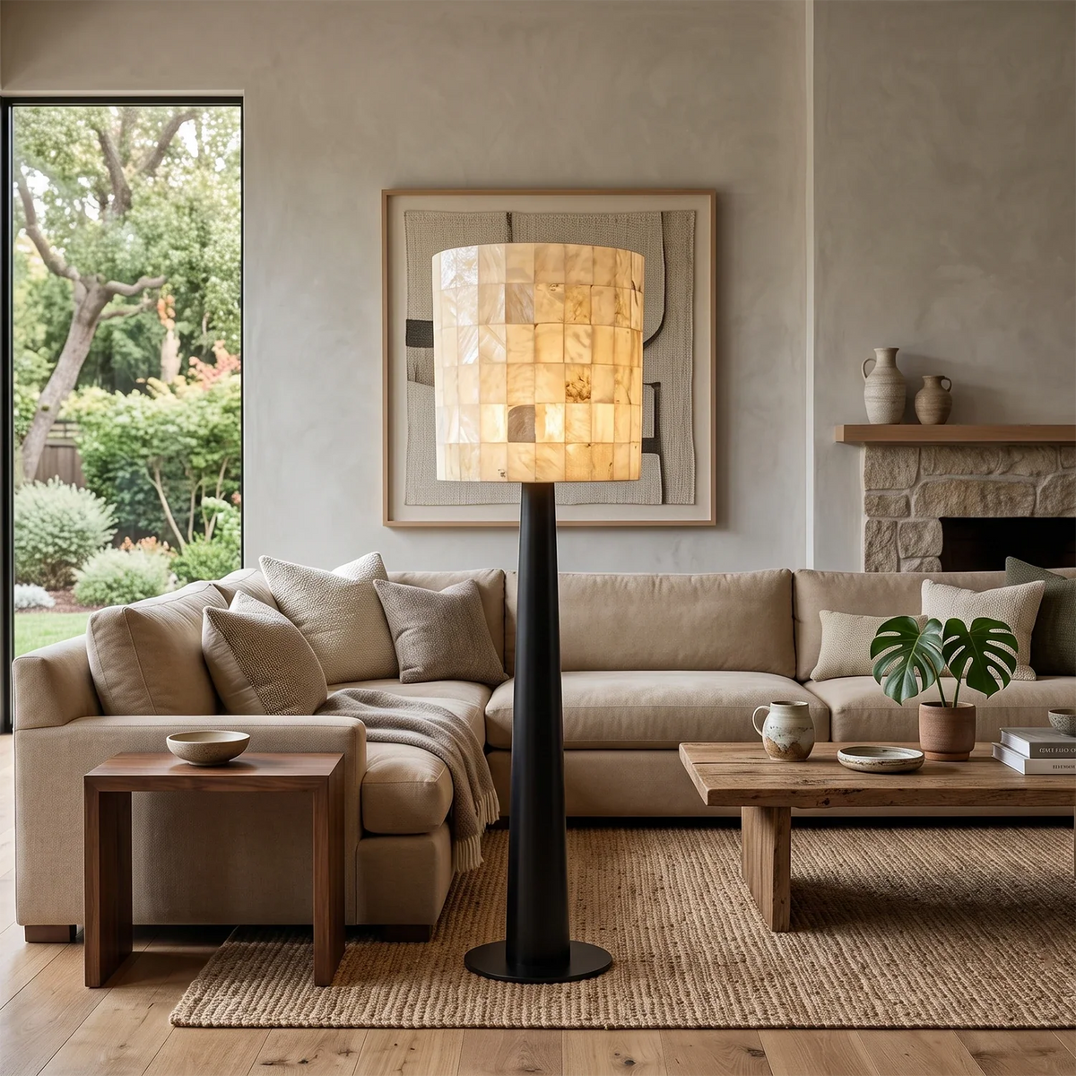 Bryony Tiled Alabaster Mosaic Floor Lamp – Alabaster detail 5