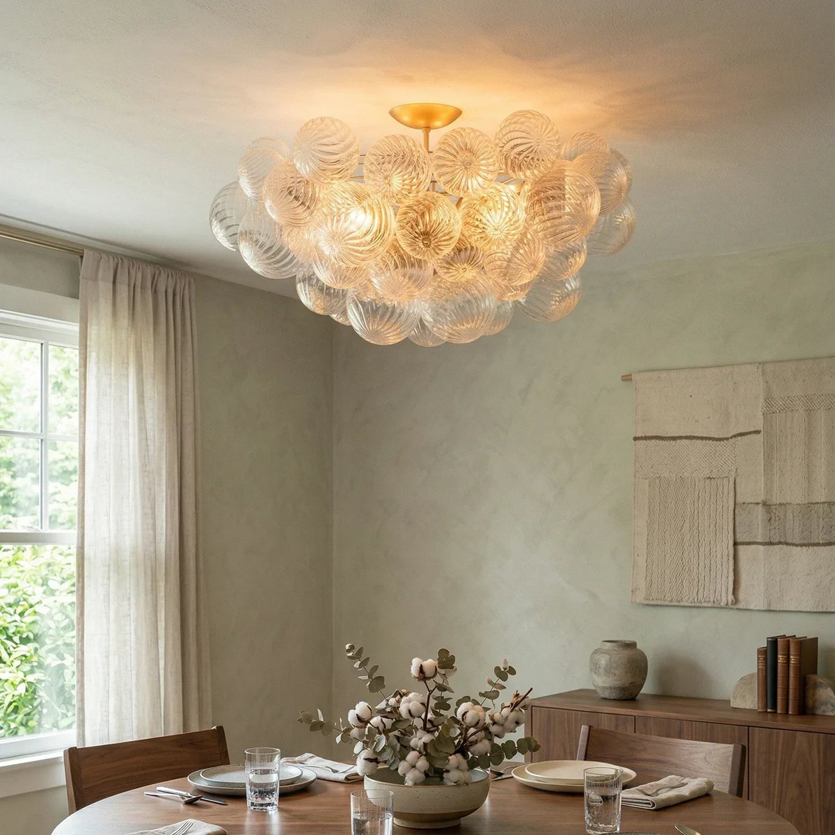 Bubble Texture Glass Ball Ceiling Light – Glass detail 2
