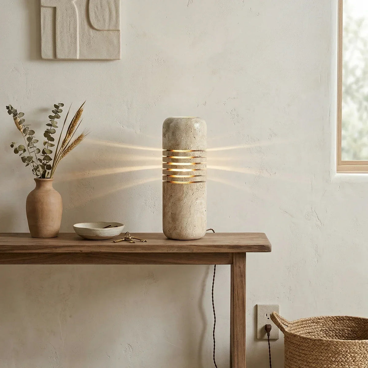 Bucket Stone Travertine Table Lamp – Travertine detail 5