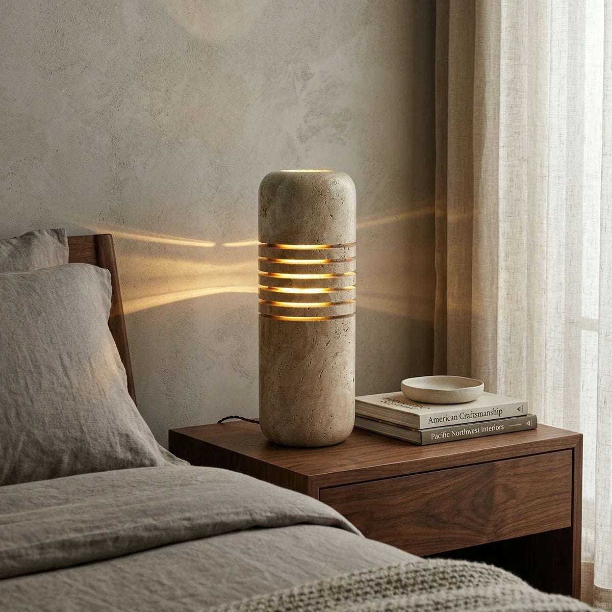 Bucket Stone Travertine Table Lamp – Travertine detail 7