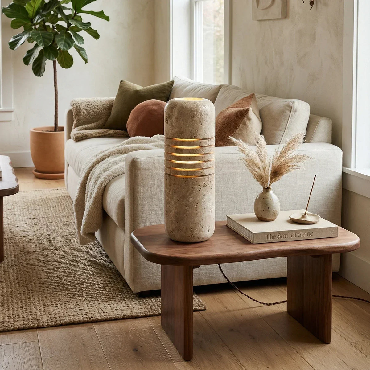 Bucket Stone Travertine Table Lamp – Travertine detail 6