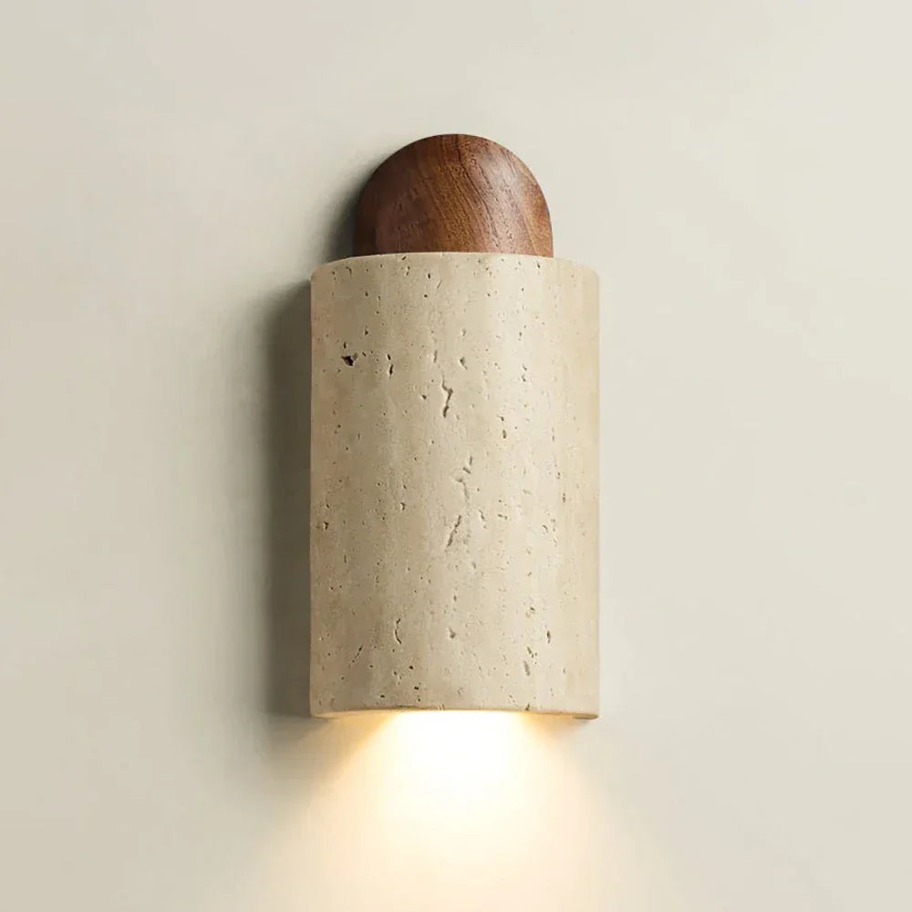 Caldara Capsule-Shaped Travertine Wall Lamp – Travertine detail 10