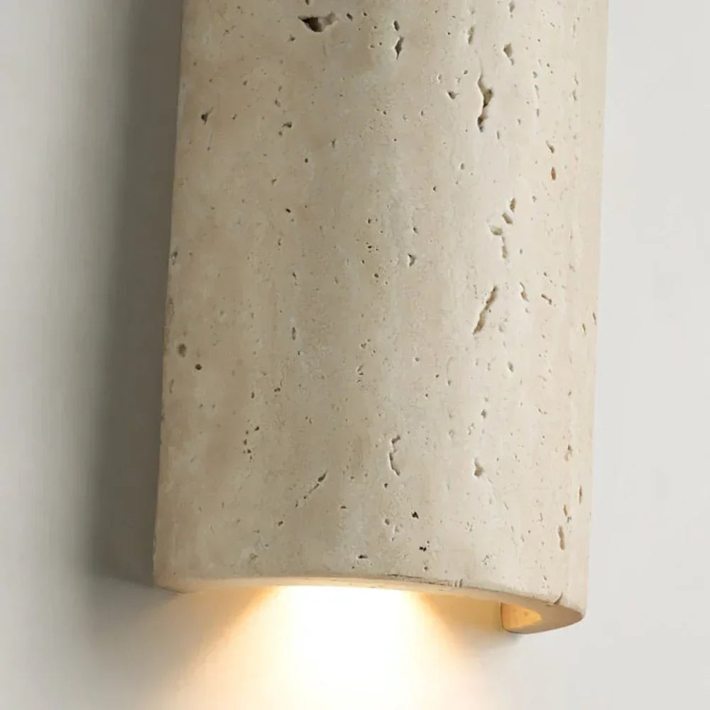 Caldara Capsule-Shaped Travertine Wall Lamp – Travertine detail 13