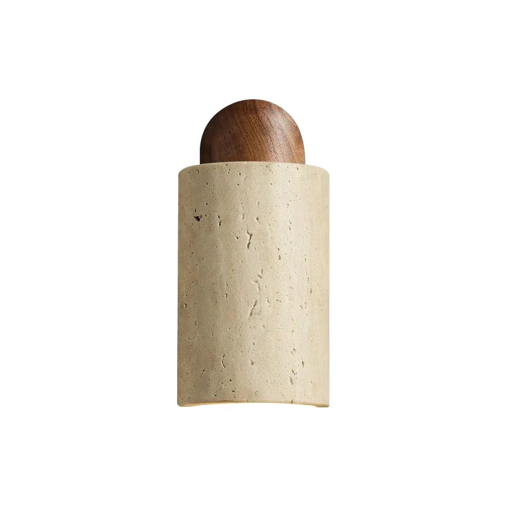 Caldara Capsule-Shaped Travertine Wall Lamp