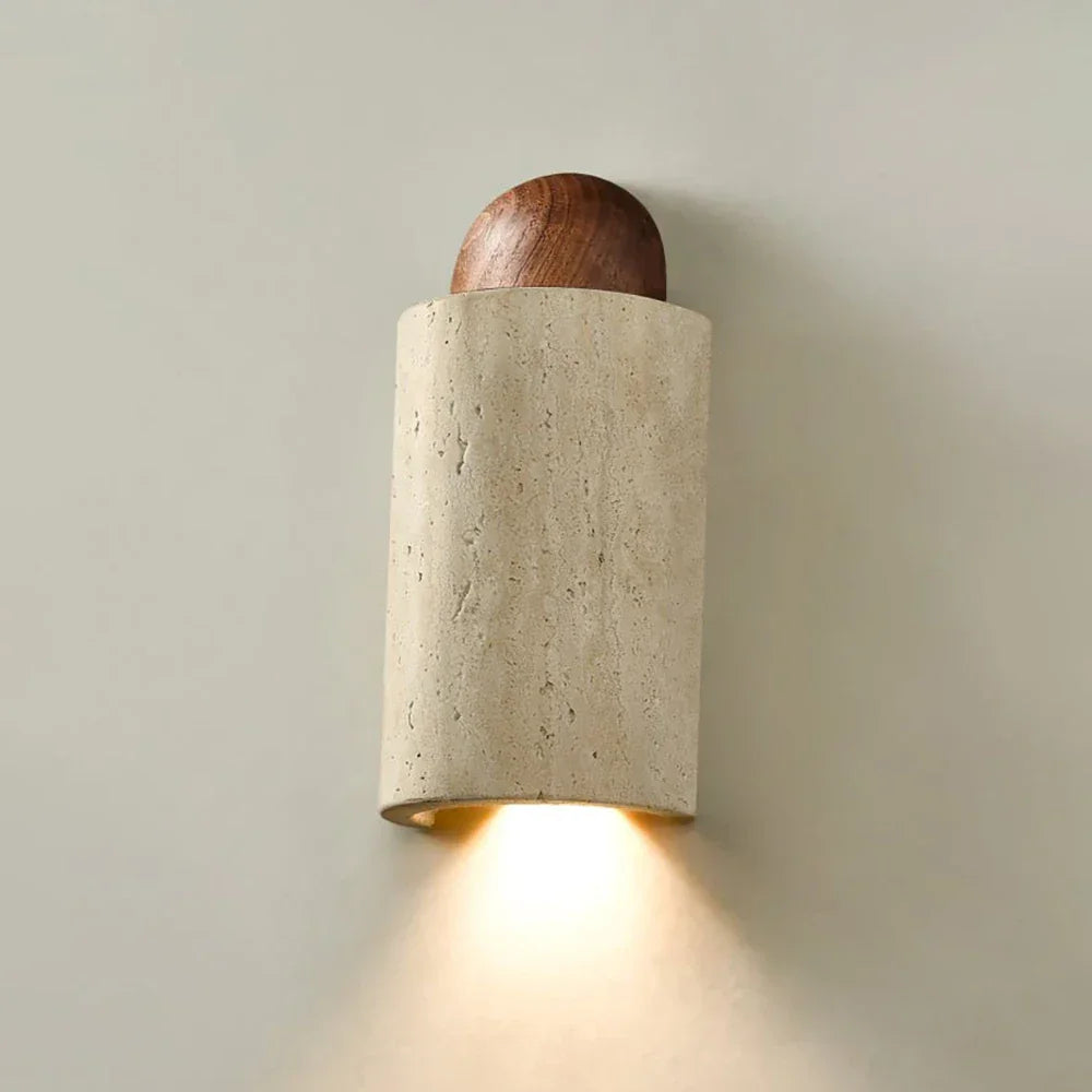 Caldara Capsule-Shaped Travertine Wall Lamp – Travertine detail 12