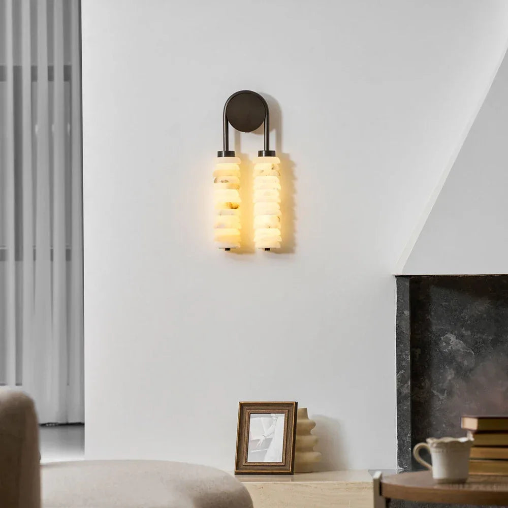Calla Ribbed Alabaster Wall Sconce – Alabaster detail 8