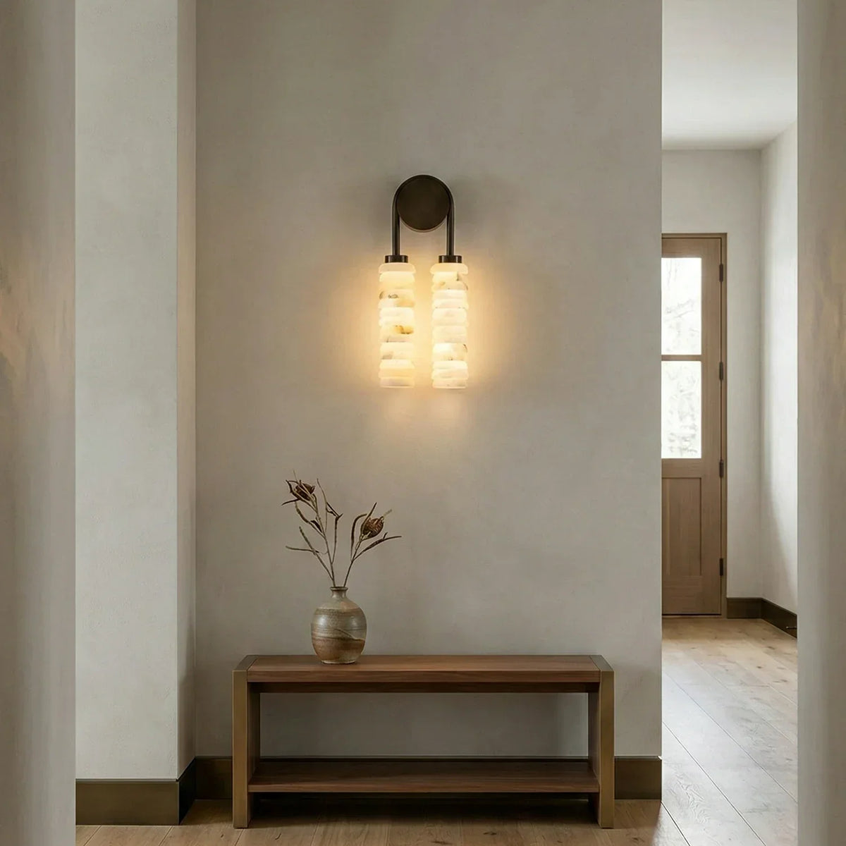 Calla Ribbed Alabaster Wall Sconce – Alabaster detail 6
