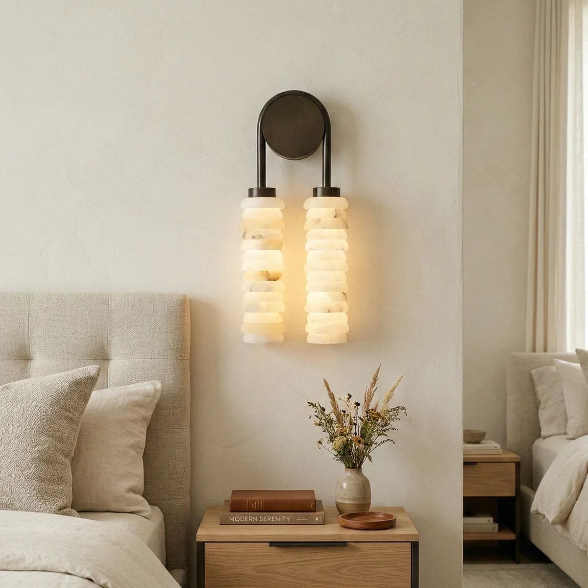 Calla Ribbed Alabaster Wall Sconce – Alabaster detail 7