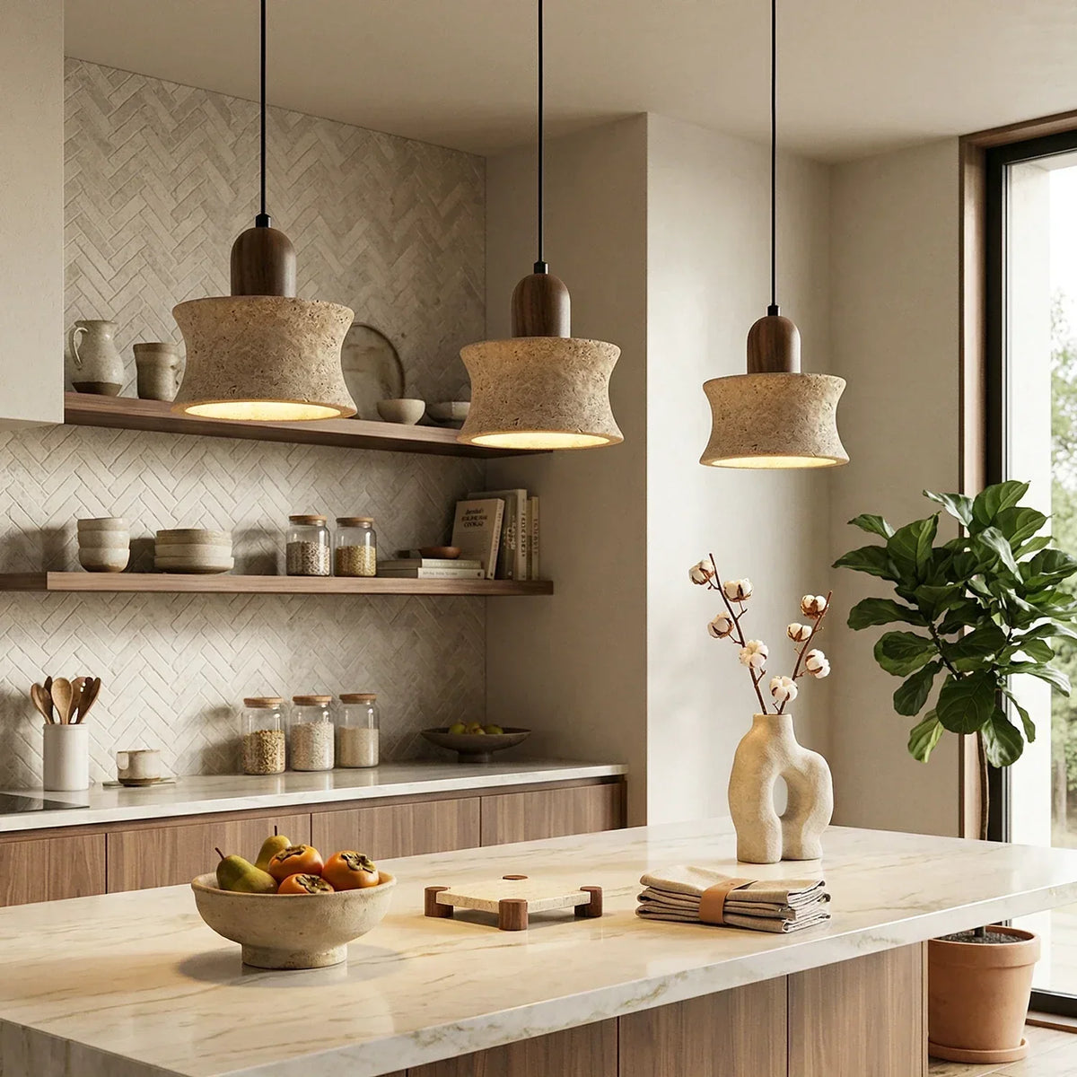 Calviero Travertine Pendant Light – Travertine detail 6
