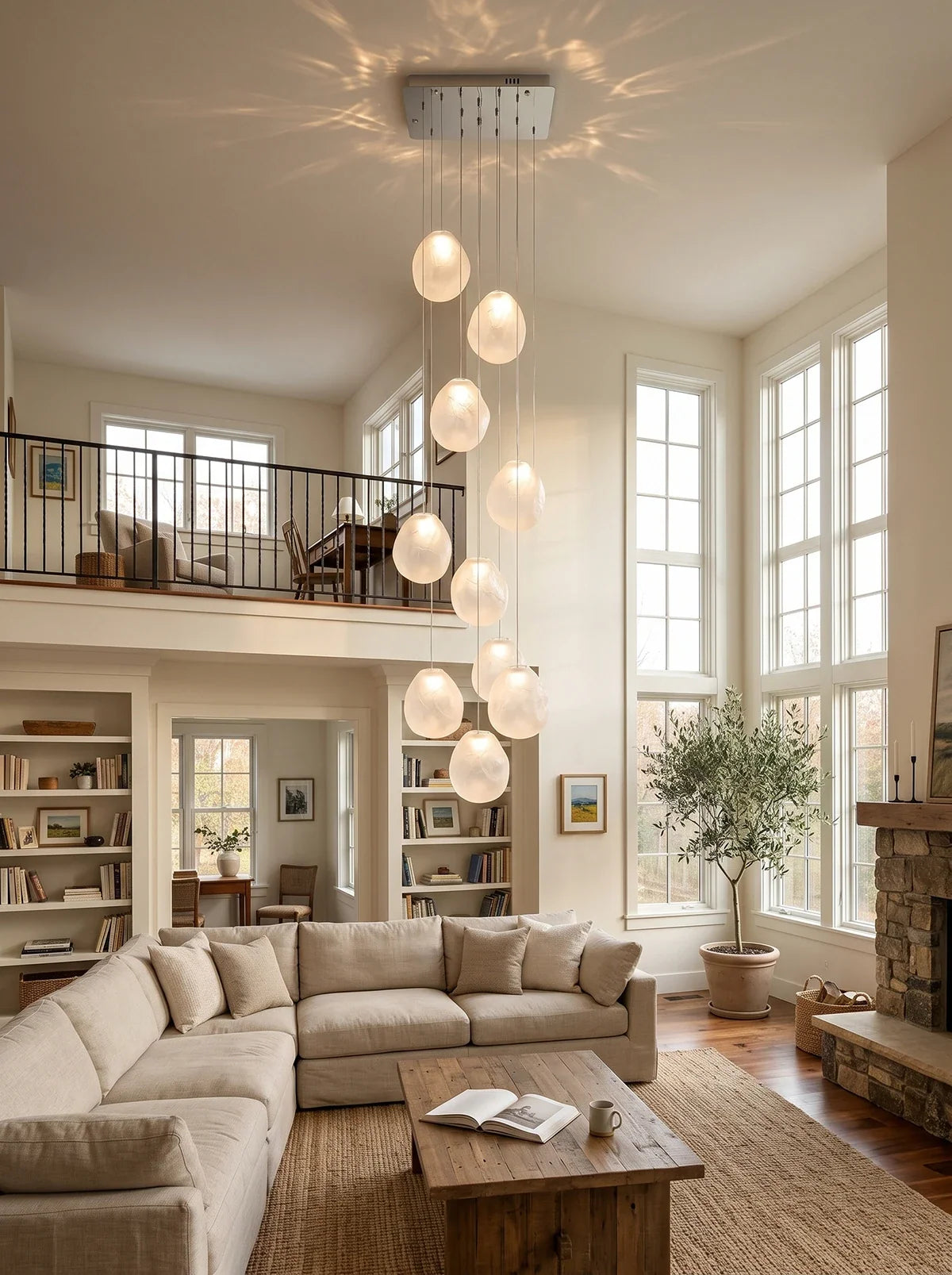 Calyra Textured Glass Pebble Chandelier – Glass detail 11
