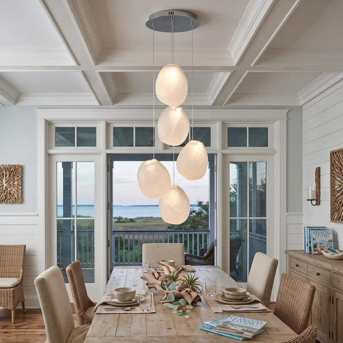 Calyra Textured Glass Pebble Chandelier – Glass detail 2