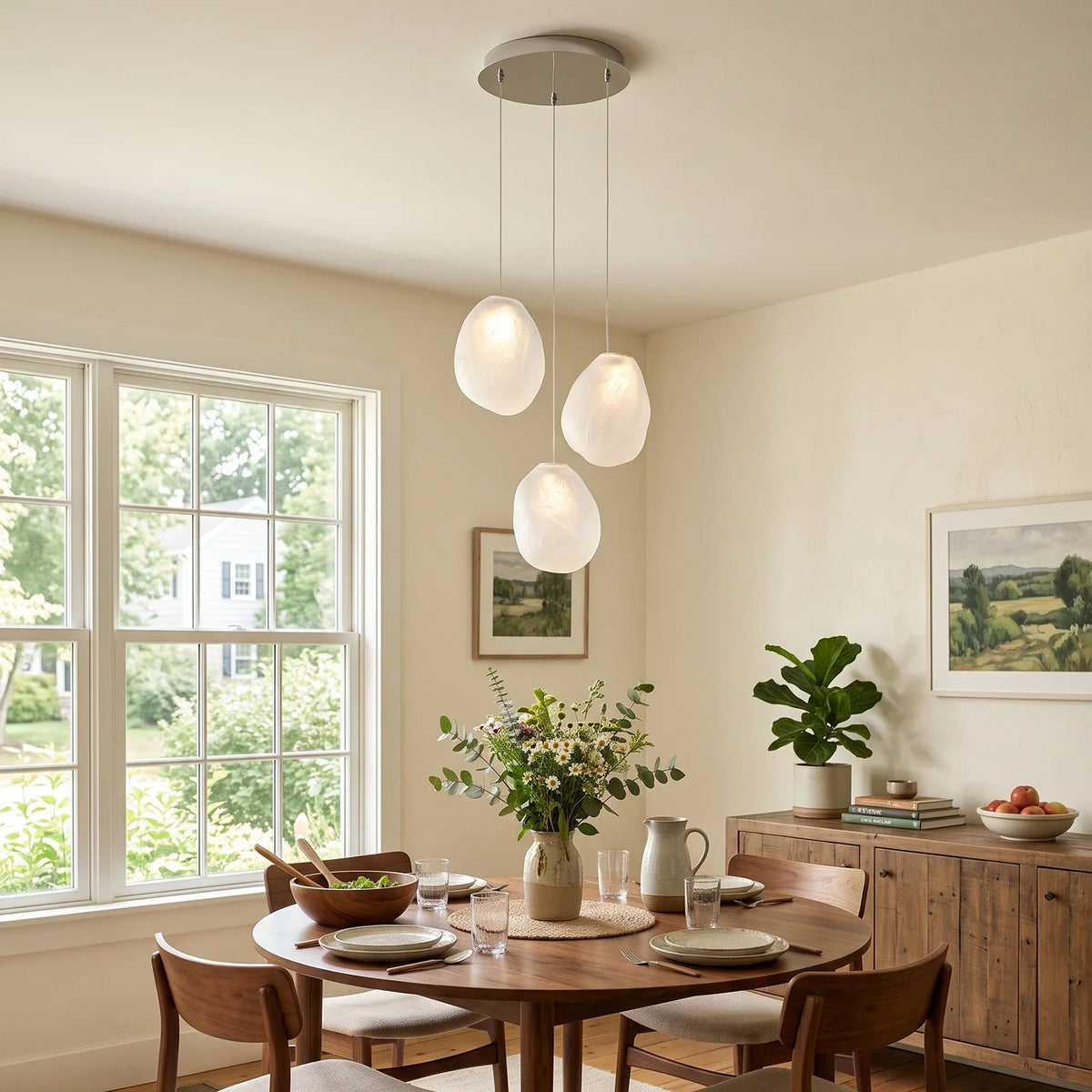 Calyra Textured Glass Pebble Chandelier – Glass detail 4