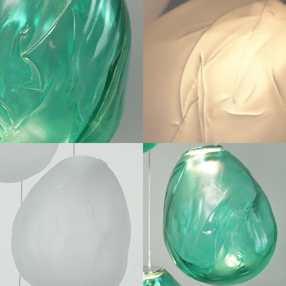 Calyra Textured Glass Pebble Chandelier – Glass detail 13