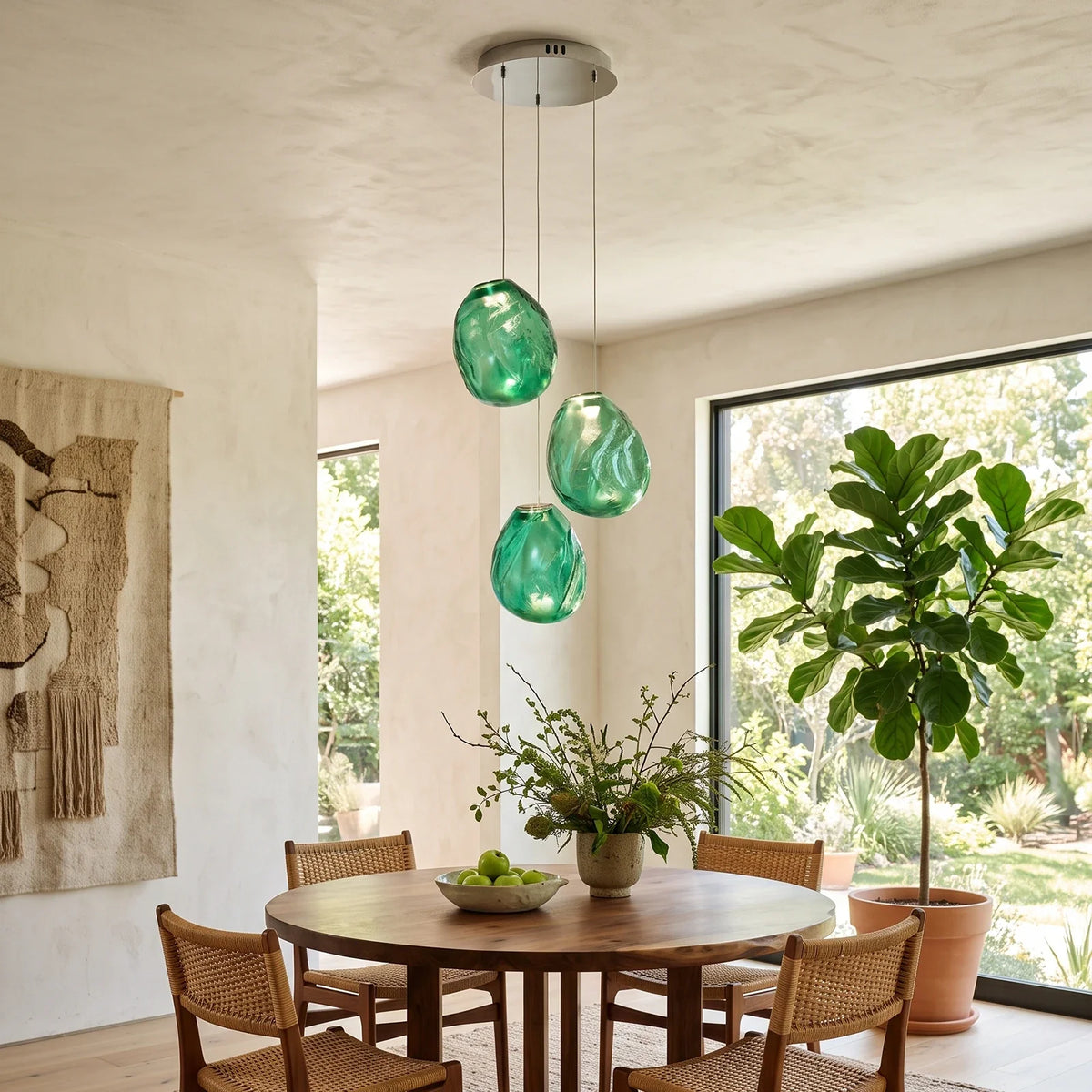 Calyra Textured Glass Pebble Chandelier – Glass detail 3