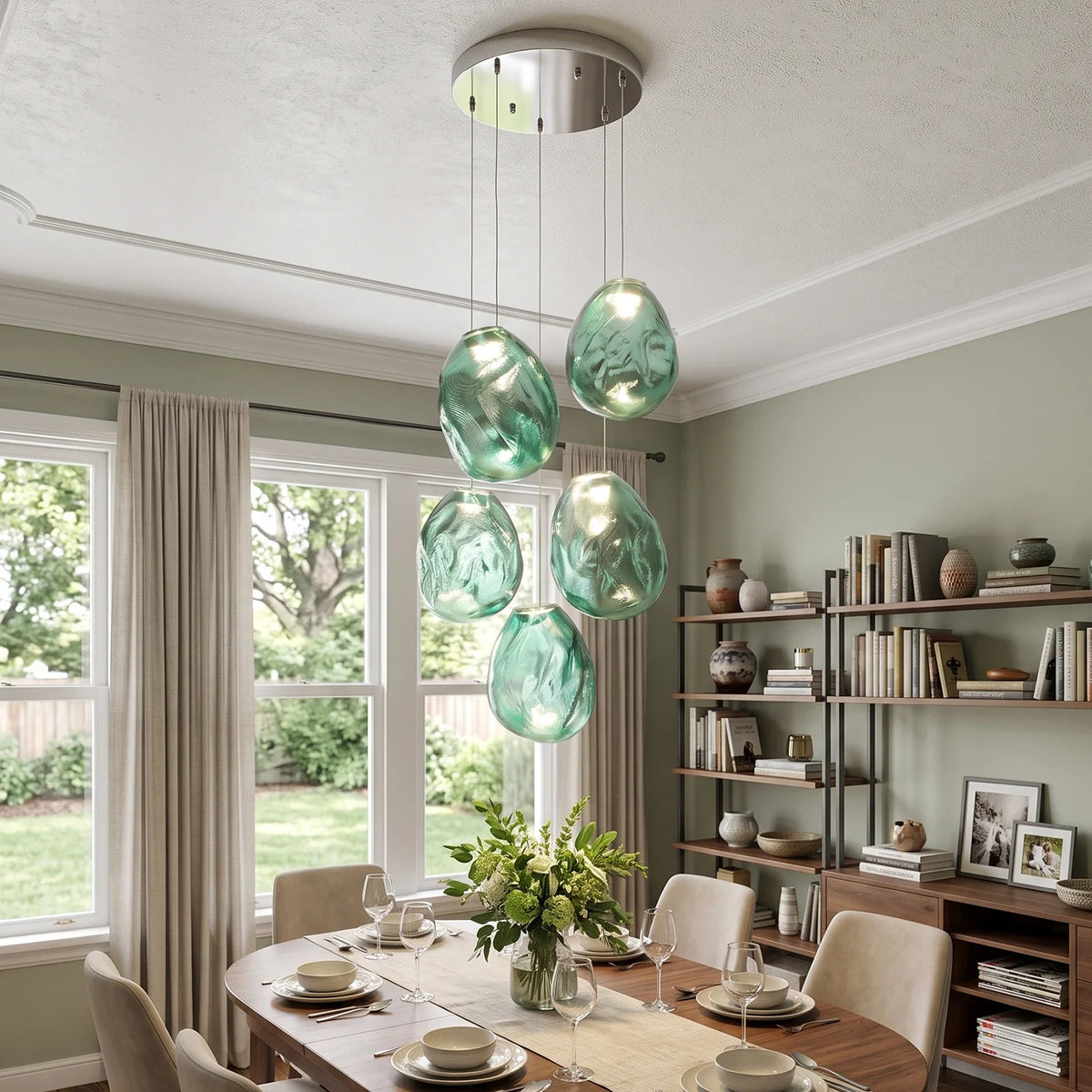 Calyra Textured Glass Pebble Chandelier – Glass detail 8