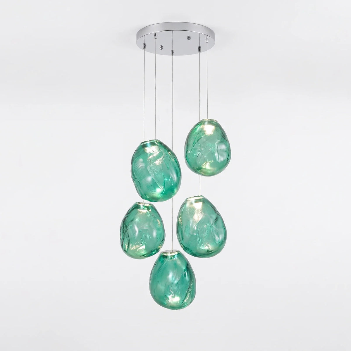Calyra Textured Glass Pebble Chandelier – Glass detail 21