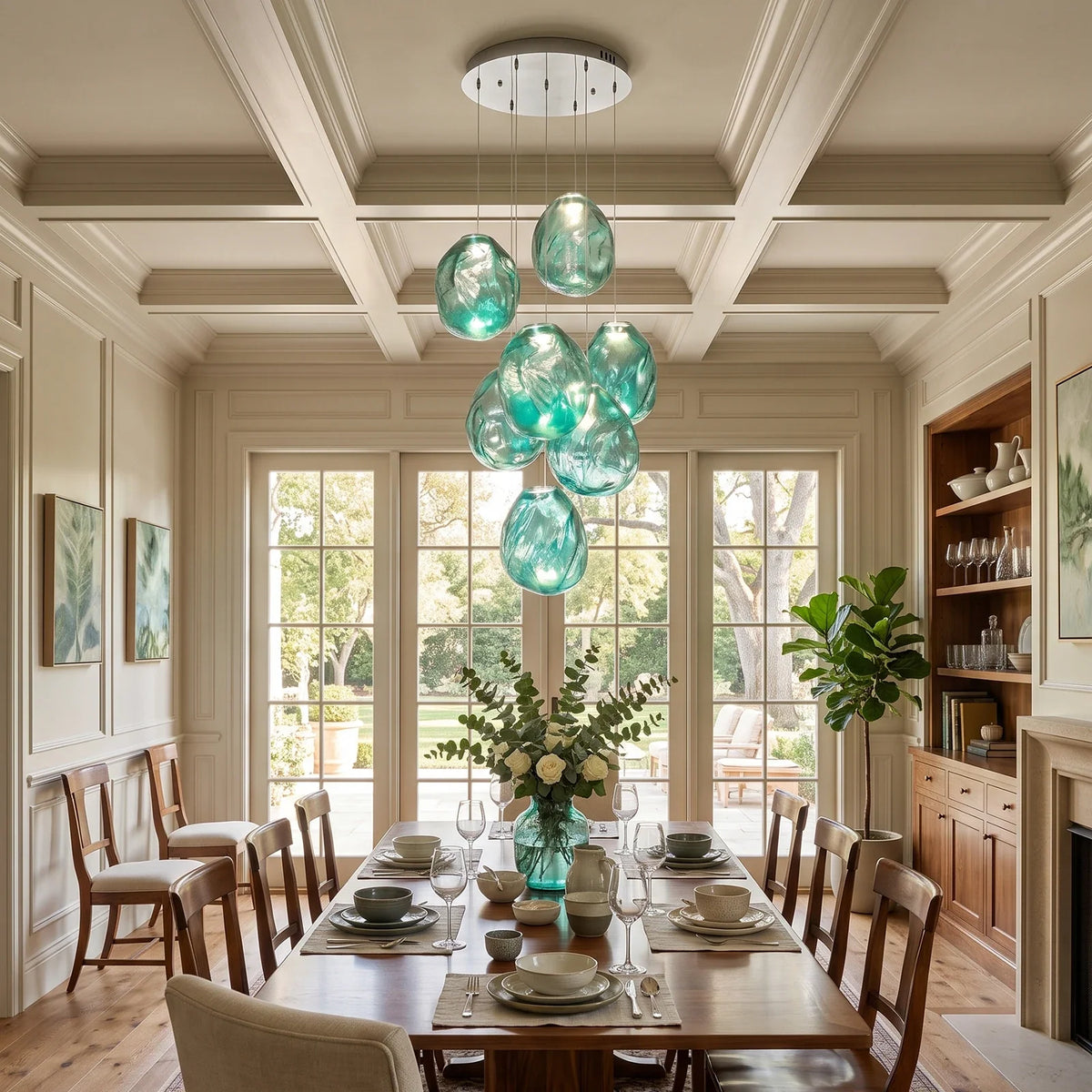 Calyra Textured Glass Pebble Chandelier – Glass detail 5