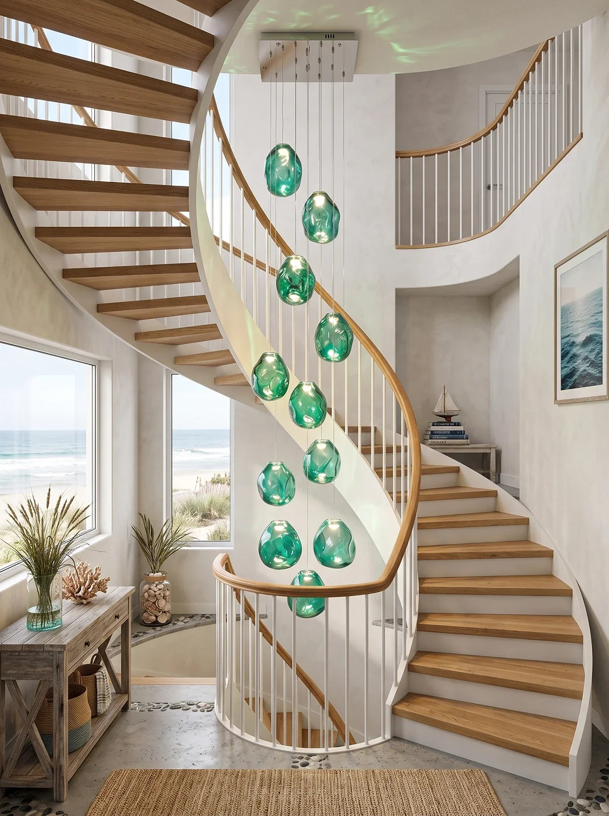 Calyra Textured Glass Pebble Chandelier – Glass detail 12