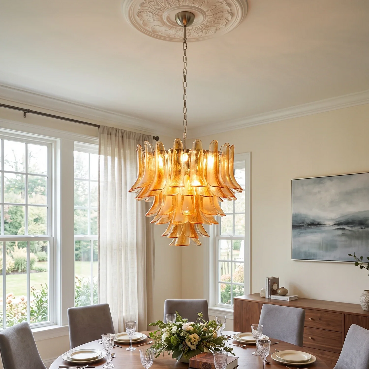 Camellia Glass Petal Chandelier – Glass detail 6