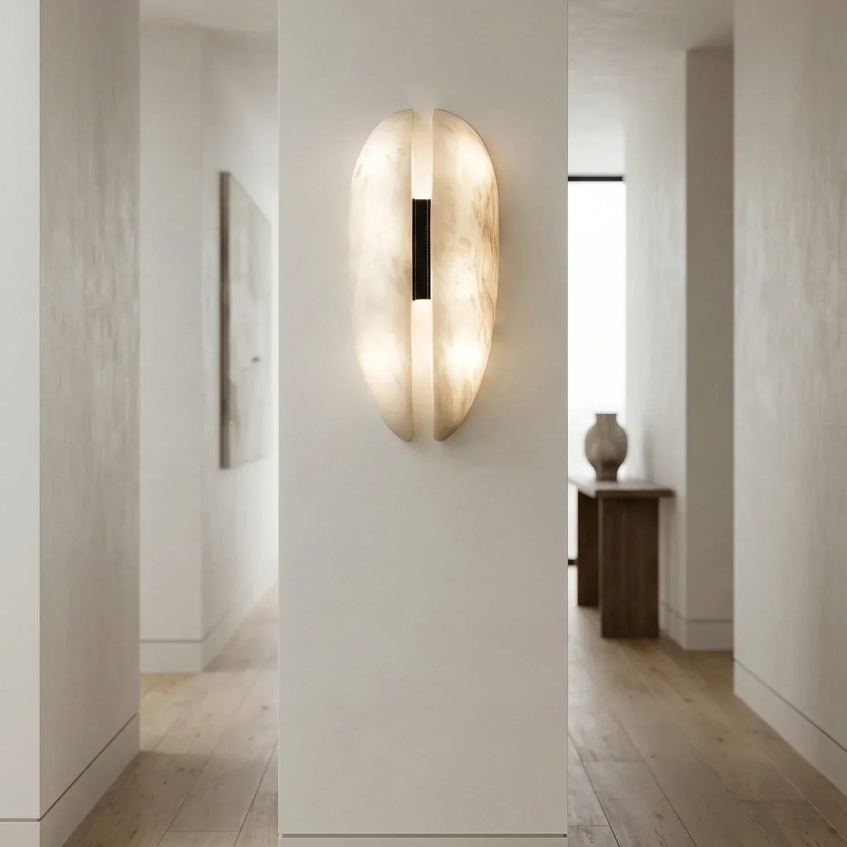 Capsule Alabaster Veil Leather Wall Light – Alabaster detail 6