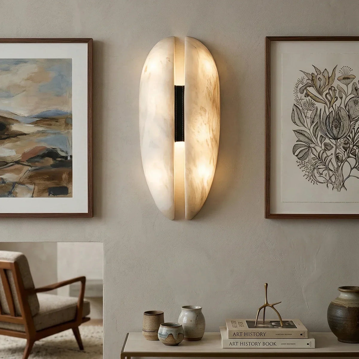 Capsule Alabaster Veil Leather Wall Light – Alabaster detail 5