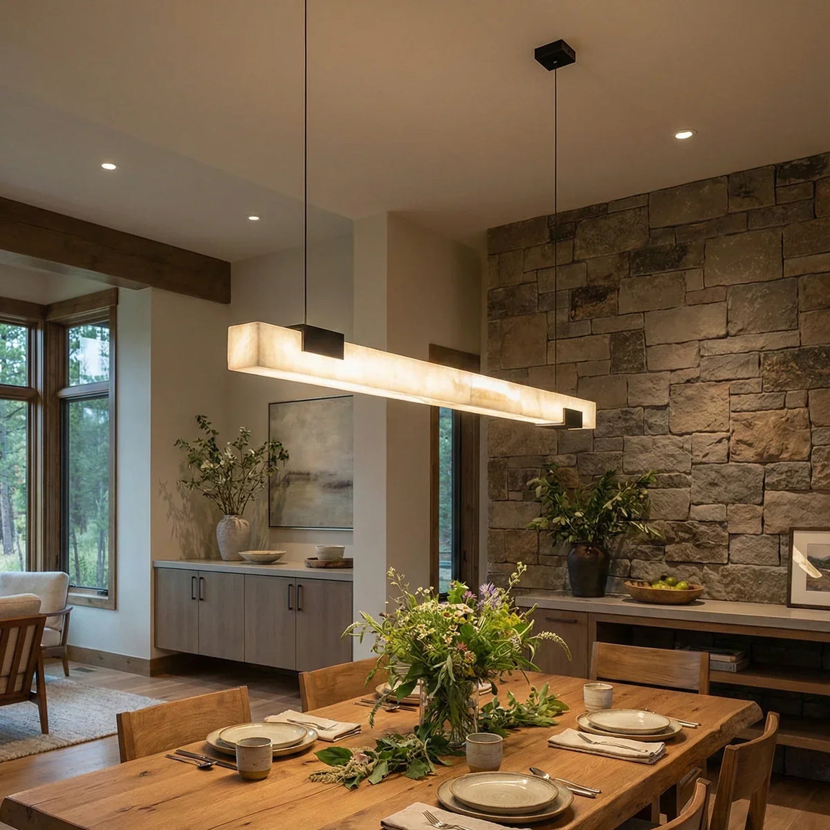 Cary Alabaster Strip Pendant Light – Alabaster detail 2
