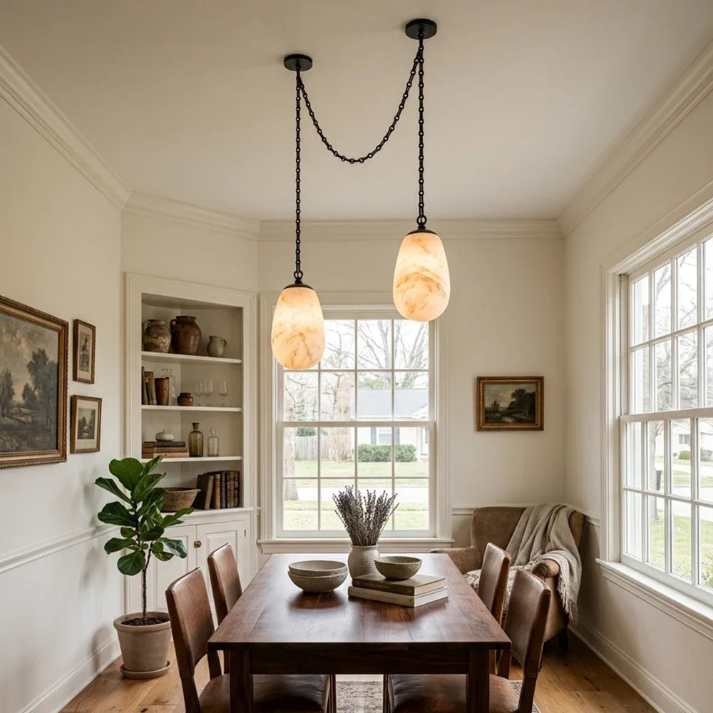 Cascade Alabaster Chain Chandelier – Alabaster detail 8