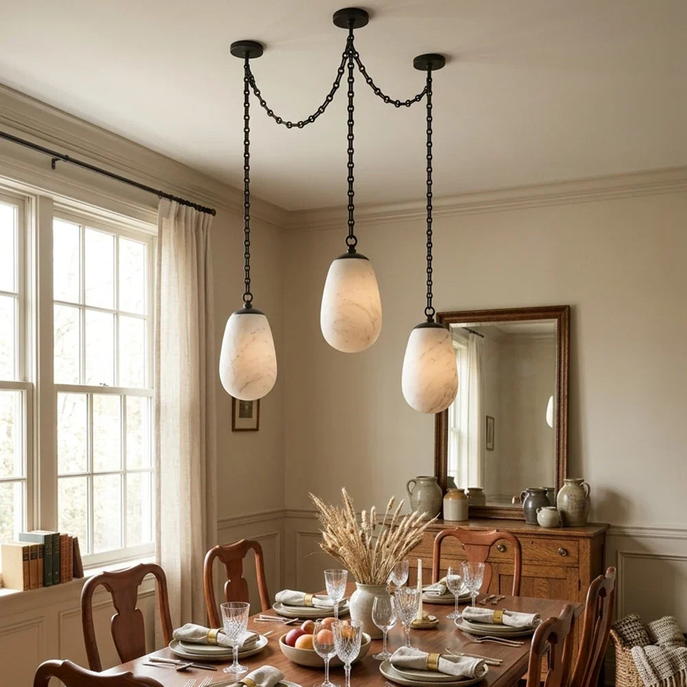 Cascade Alabaster Chain Chandelier – Alabaster detail 9