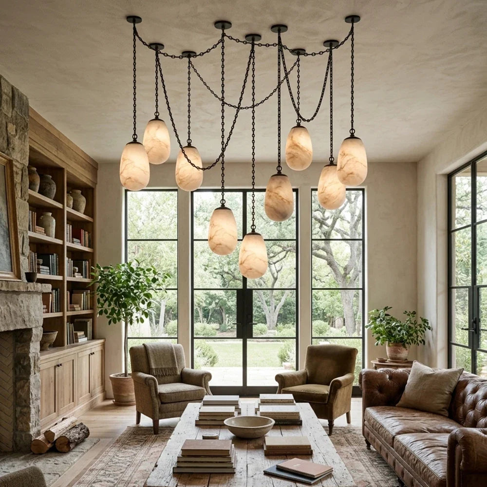 Cascade Alabaster Chain Chandelier – Alabaster detail 10
