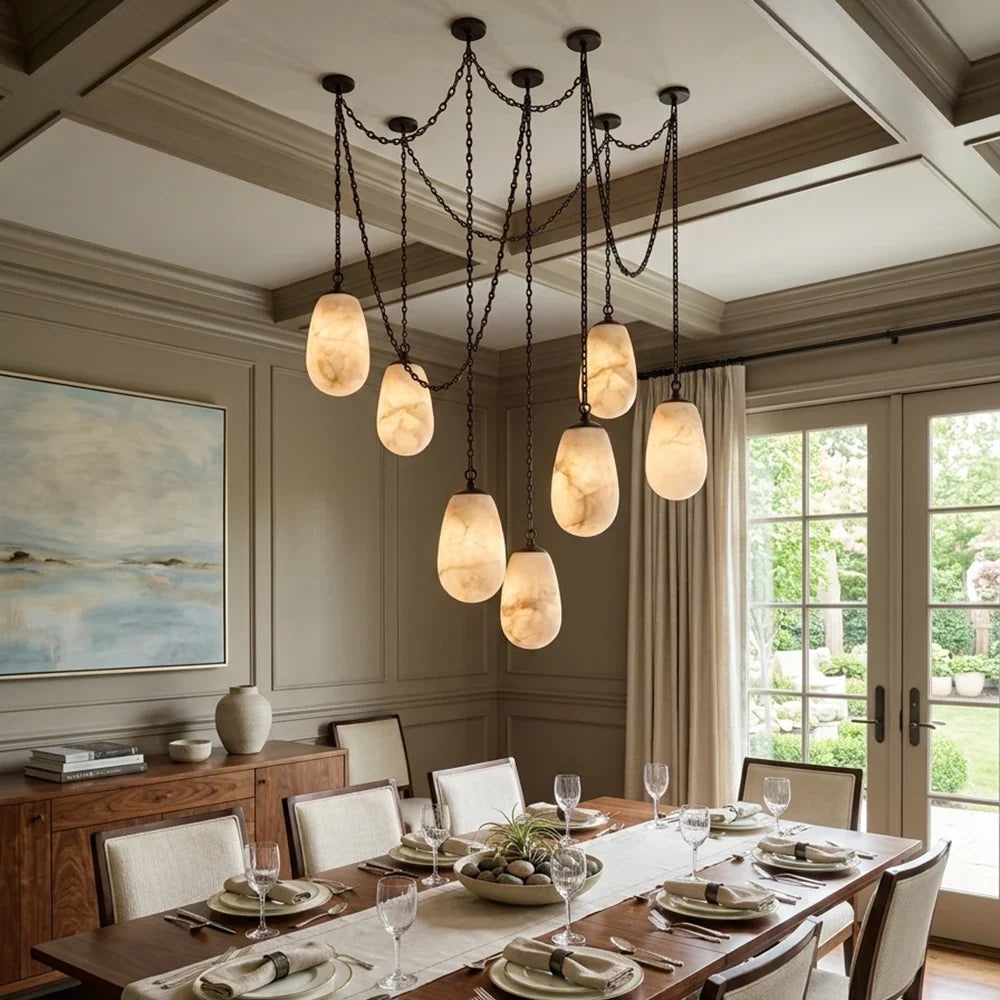 Cascade Alabaster Chain Chandelier – Alabaster detail 6
