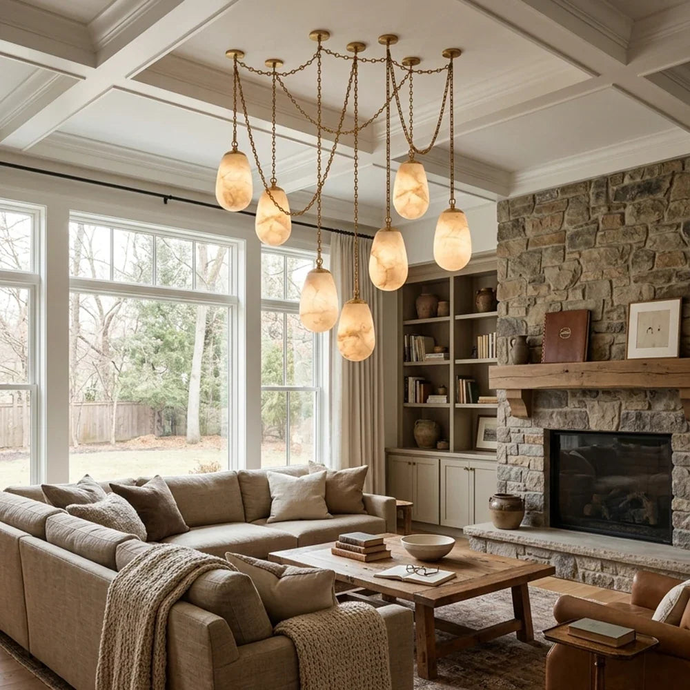 Cascade Alabaster Chain Chandelier – Alabaster detail 5