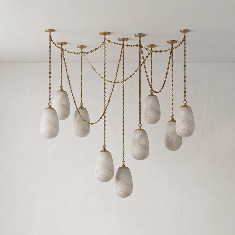 Cascade Alabaster Chain Chandelier – Alabaster detail 27