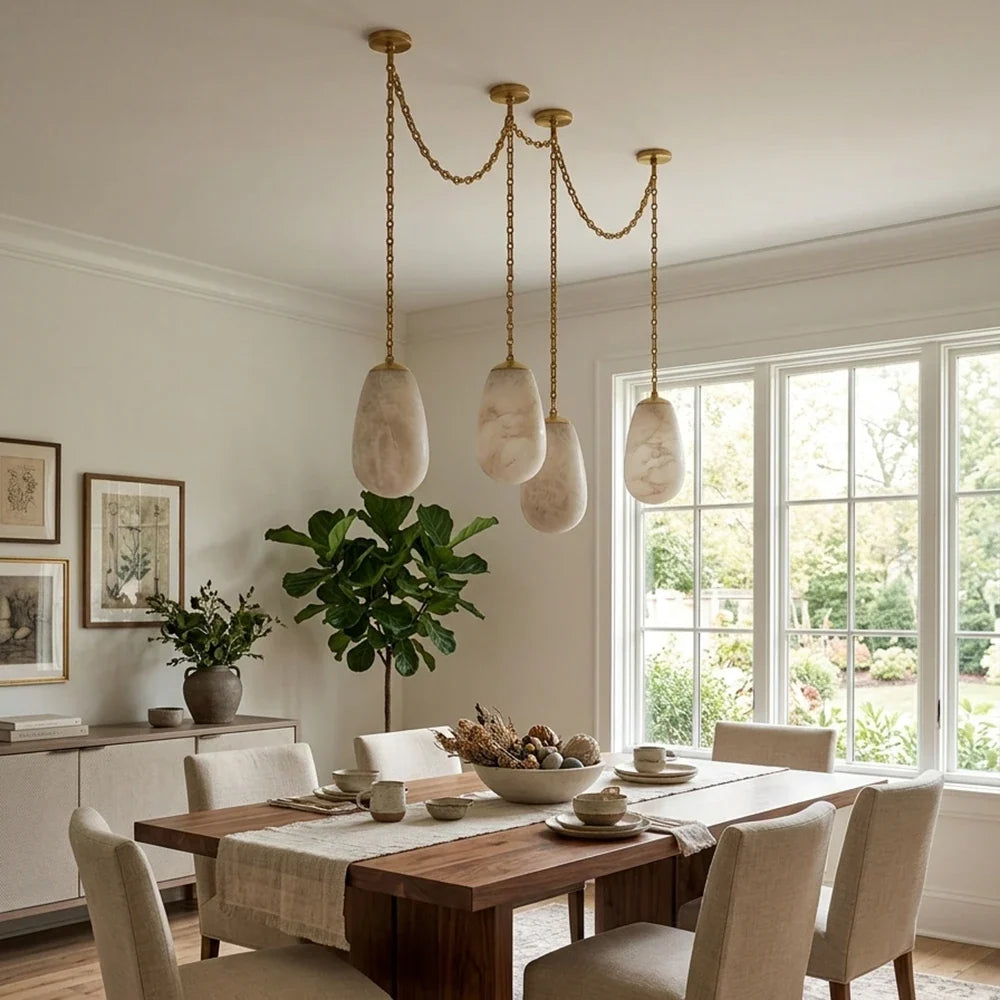 Cascade Alabaster Chain Chandelier – Alabaster detail 3
