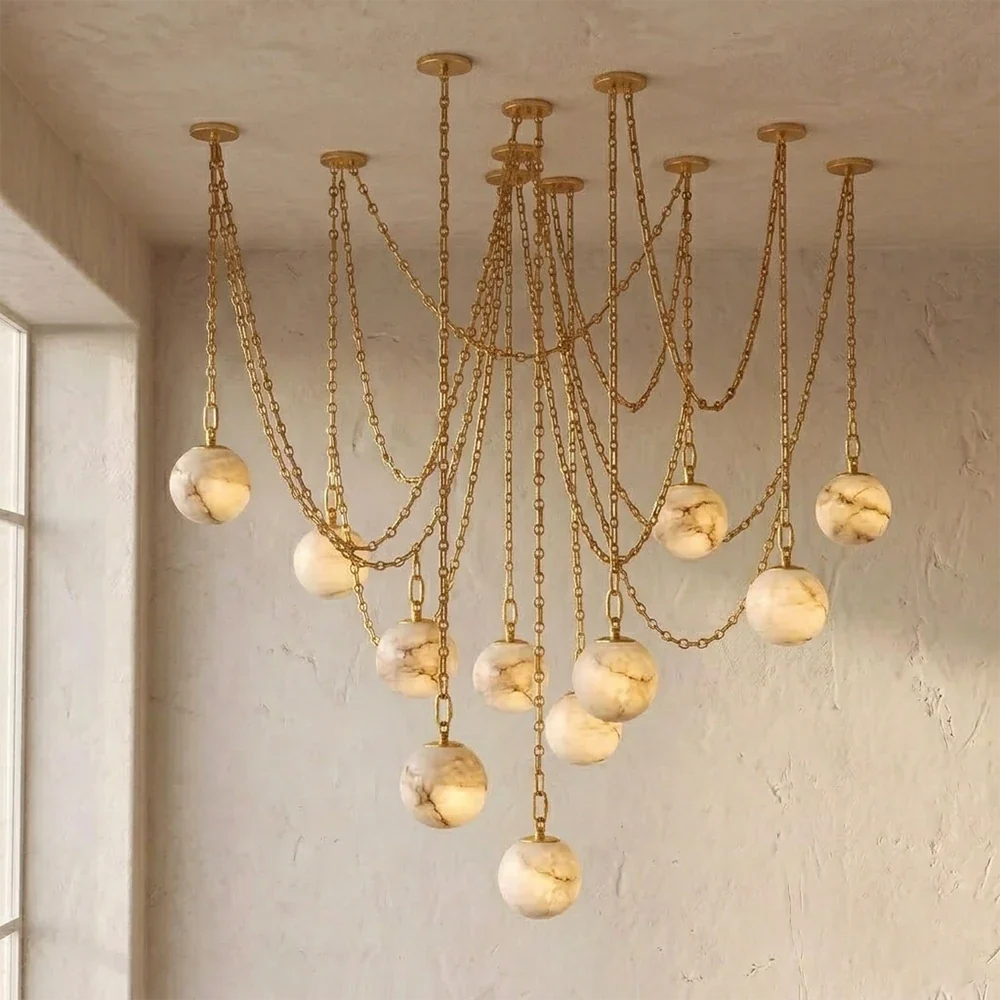 Alabaster Spherical Chain Chandelier – Alabaster detail 36