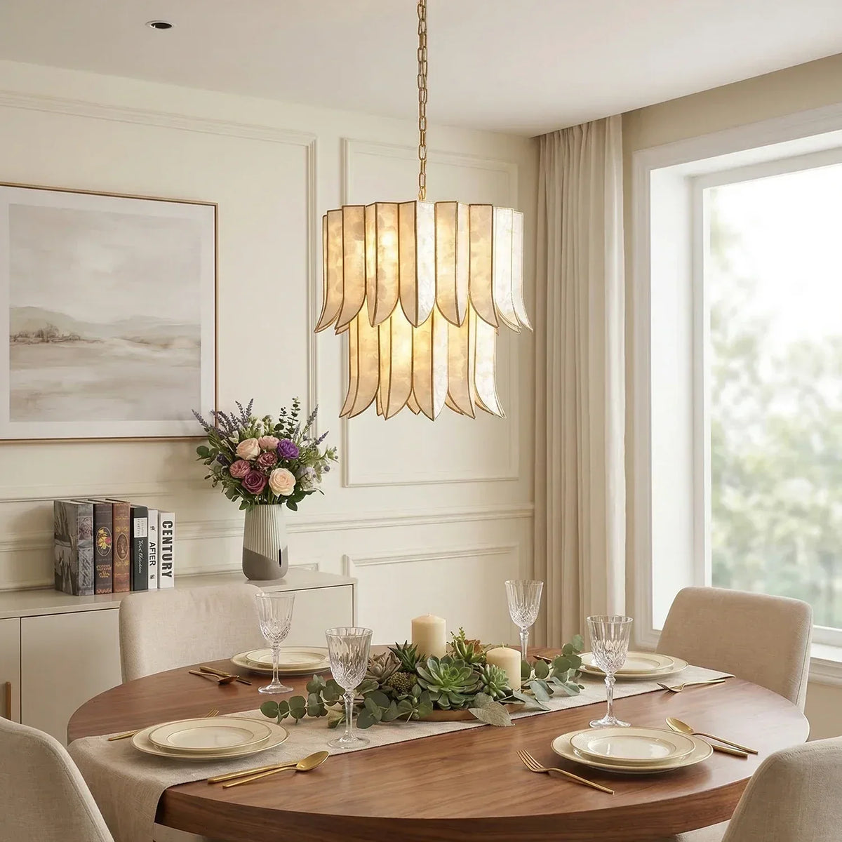 Cascara Capiz Shell Chandelier – Shell detail 3