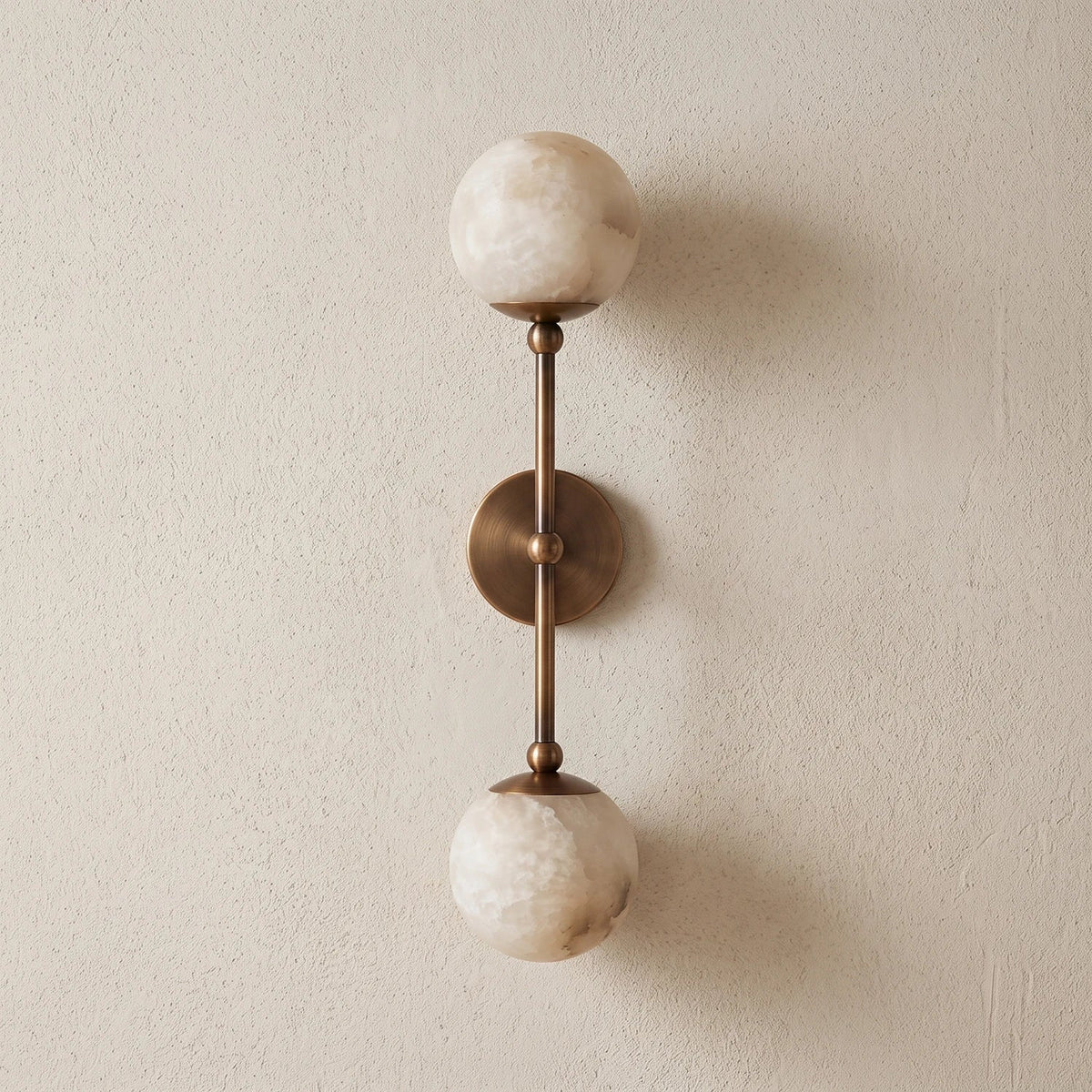 Celestial Double Alabaster Globe Wall Sconce – Alabaster detail 13