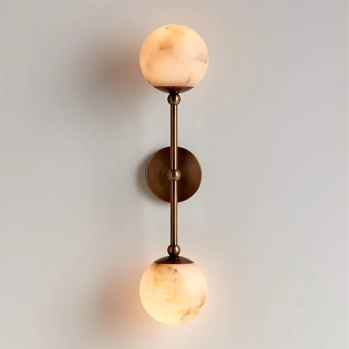 Celestial Double Alabaster Globe Wall Sconce – Alabaster detail 12