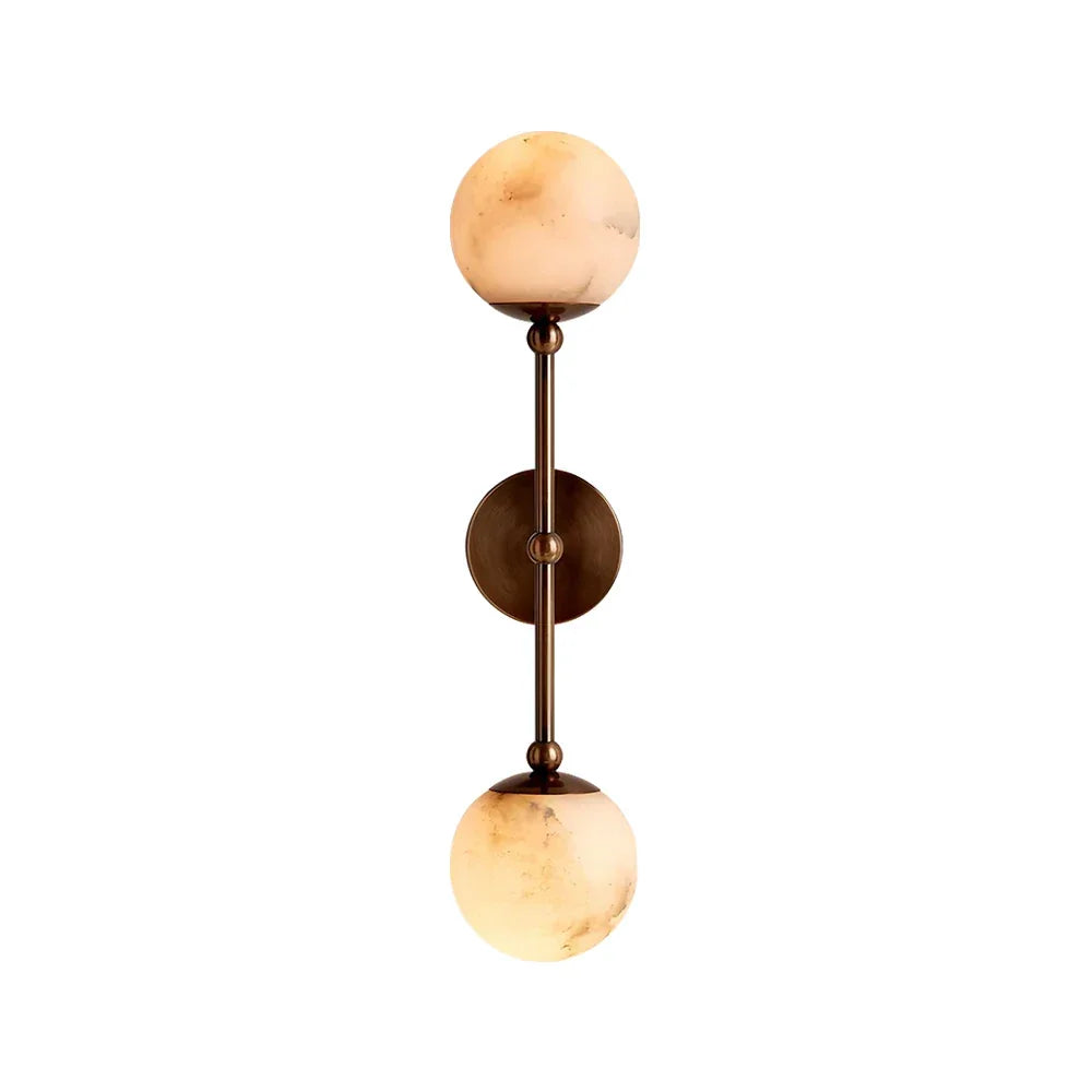 Celestial Double Alabaster Globe Wall Sconce – Alabaster detail 14