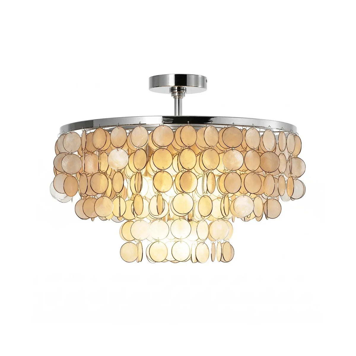 Chrome Natural Capiz Shell Disc Iron Ceiling Light – Iron detail 15