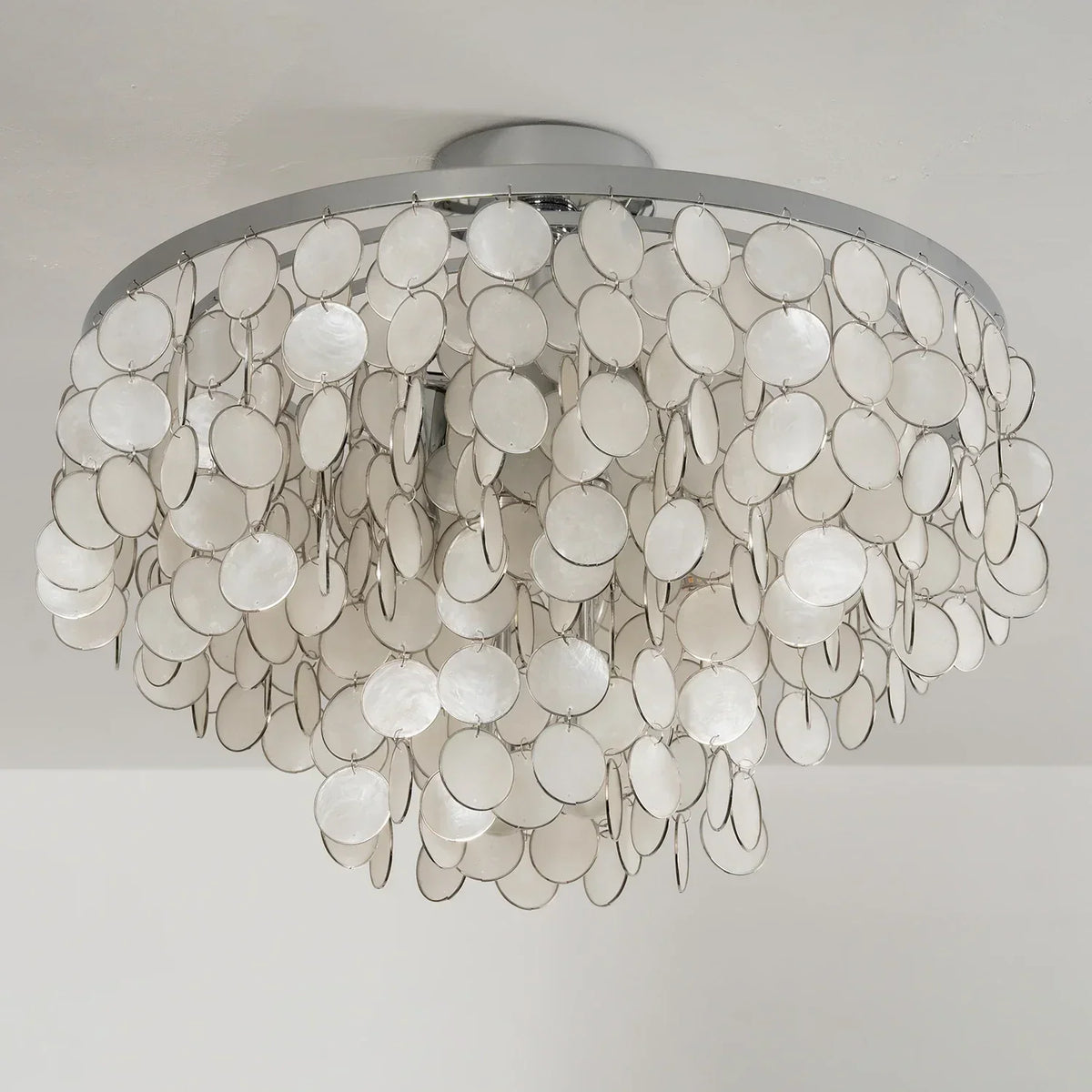 Chrome Natural Capiz Shell Disc Iron Ceiling Light – Iron detail 13