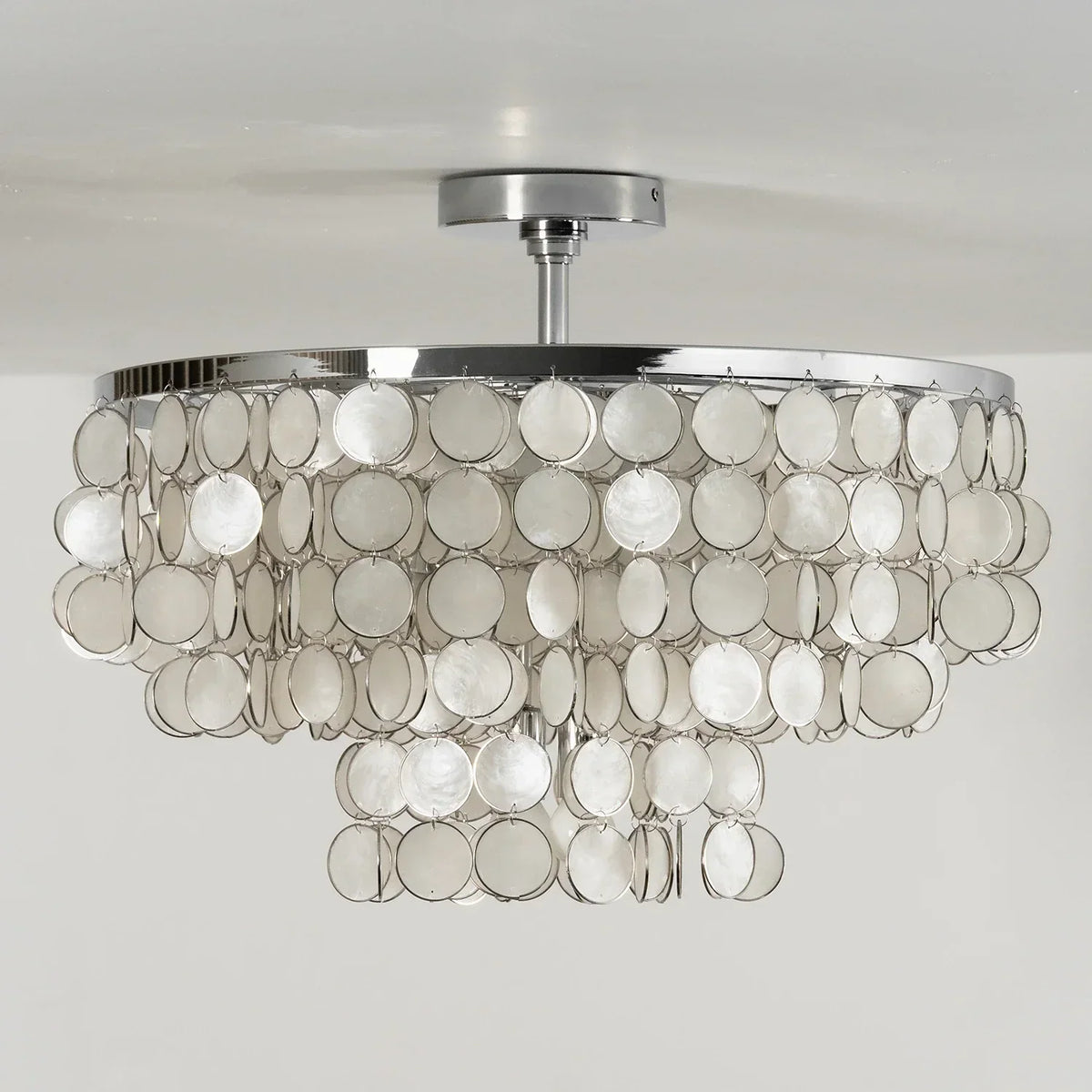 Chrome Natural Capiz Shell Disc Iron Ceiling Light – Iron detail 11